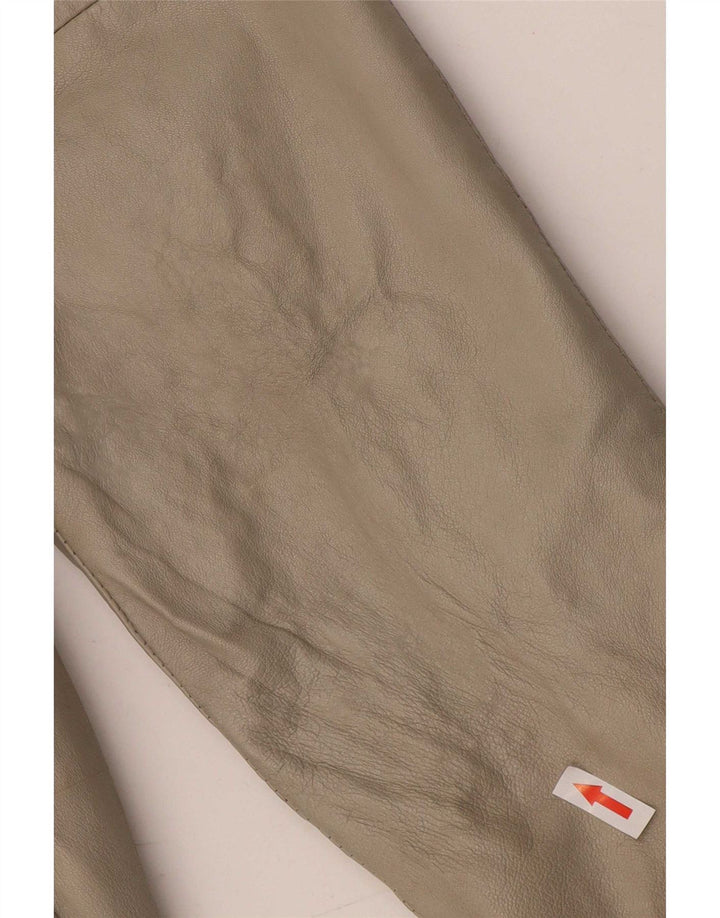Vintage mujer cuero abrigo Reino Unido 14 medio blanco apagado