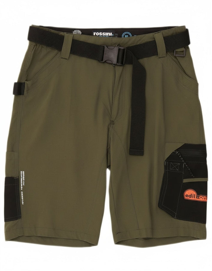 Vintage Mens Graphic Cargo Shorts Large W34  Khaki Colourblock