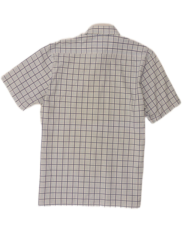 Yves Saint Laurent Mens Short Sleeve Shirt Large Blue Check Cotton