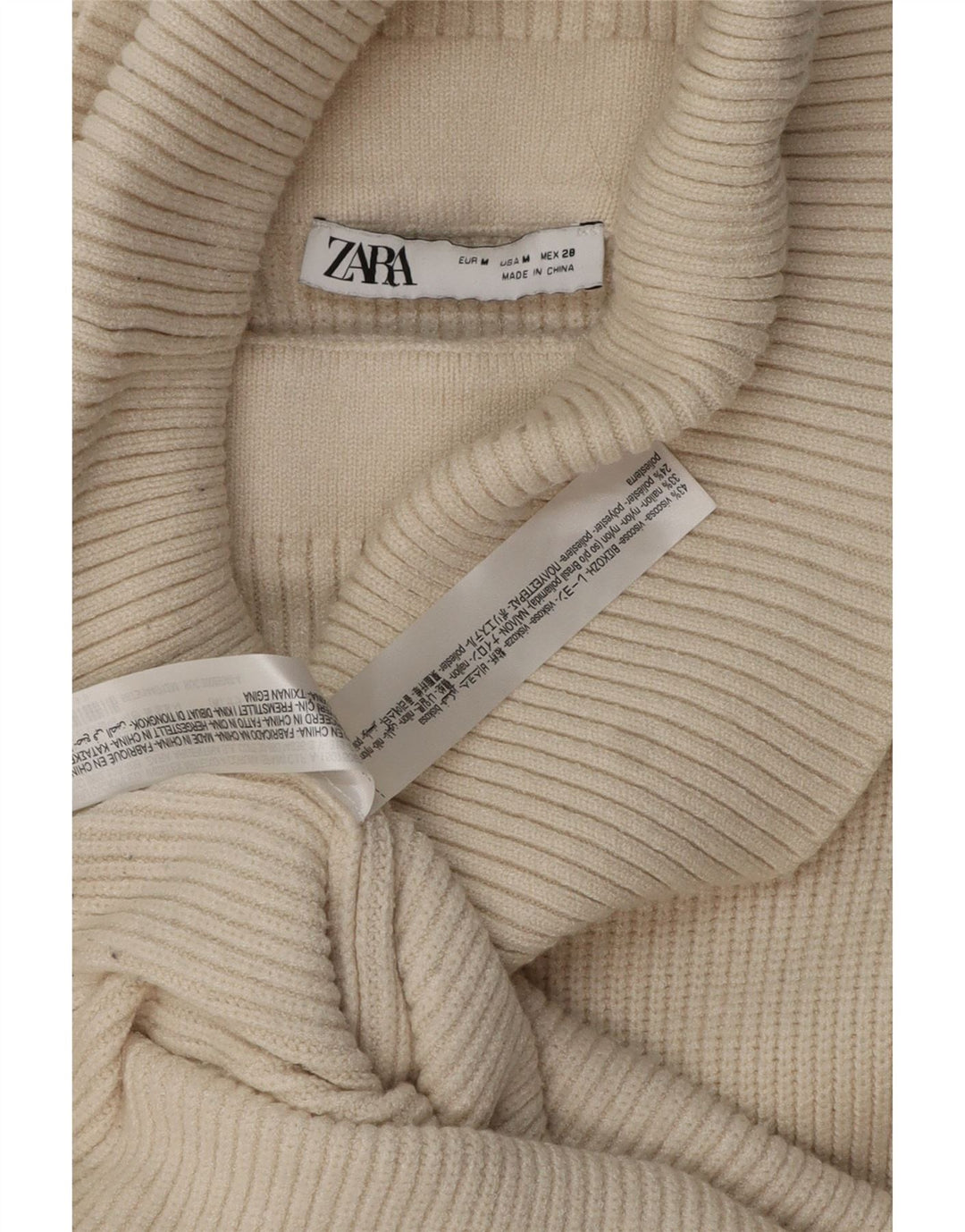 Zara Womens Jumper Dress UK 14 Medium Beige Viscose