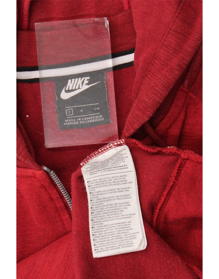 Nike hættetrøje med lynlås til mænd, lille rød flækket bomuld