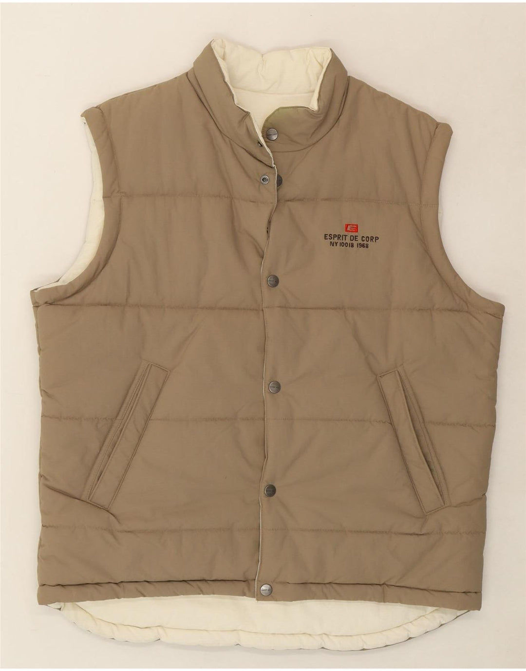 ESPRIT Mens Reversible Padded Gilet UK 42 XL Brown Nylon Vintage Esprit and Second-Hand Esprit from Messina Hembry 
