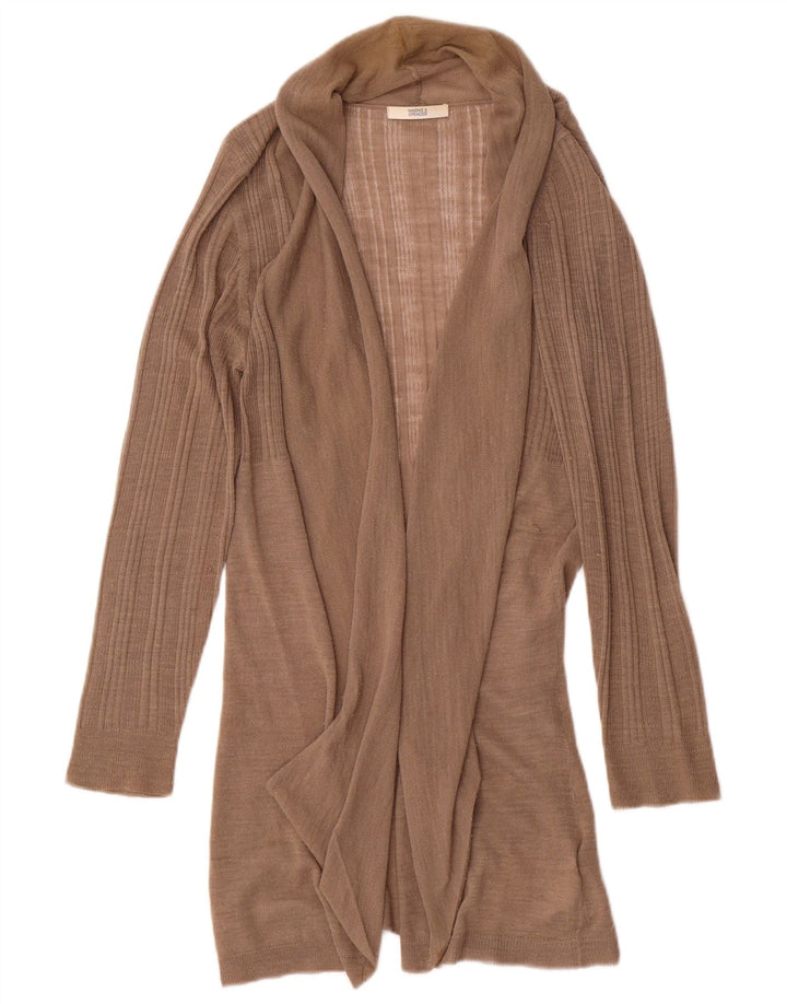 Marks & Spencer Damen Longline Open Cardigan Pullover UK 14 Mittelbraun
