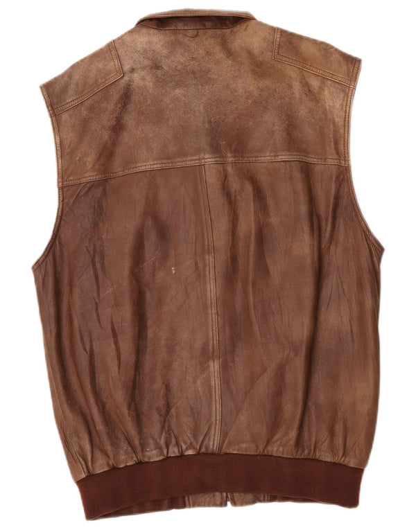 Exquisit Herre Læder Utility Gilet IT 52 XL Brun