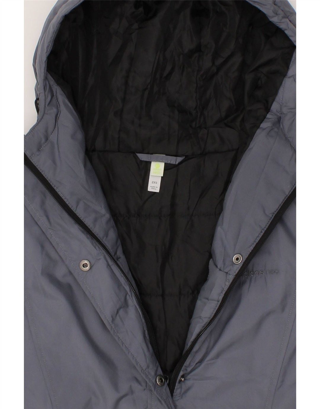 ADIDAS Womens Hooded Padded Coat UK 2 2XS Blue Vintage Adidas and Second-Hand Adidas from Messina Hembry 