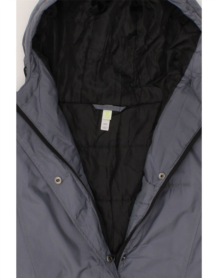 ADIDAS Womens Hooded Padded Coat UK 2 2XS Blue Vintage Adidas and Second-Hand Adidas from Messina Hembry 