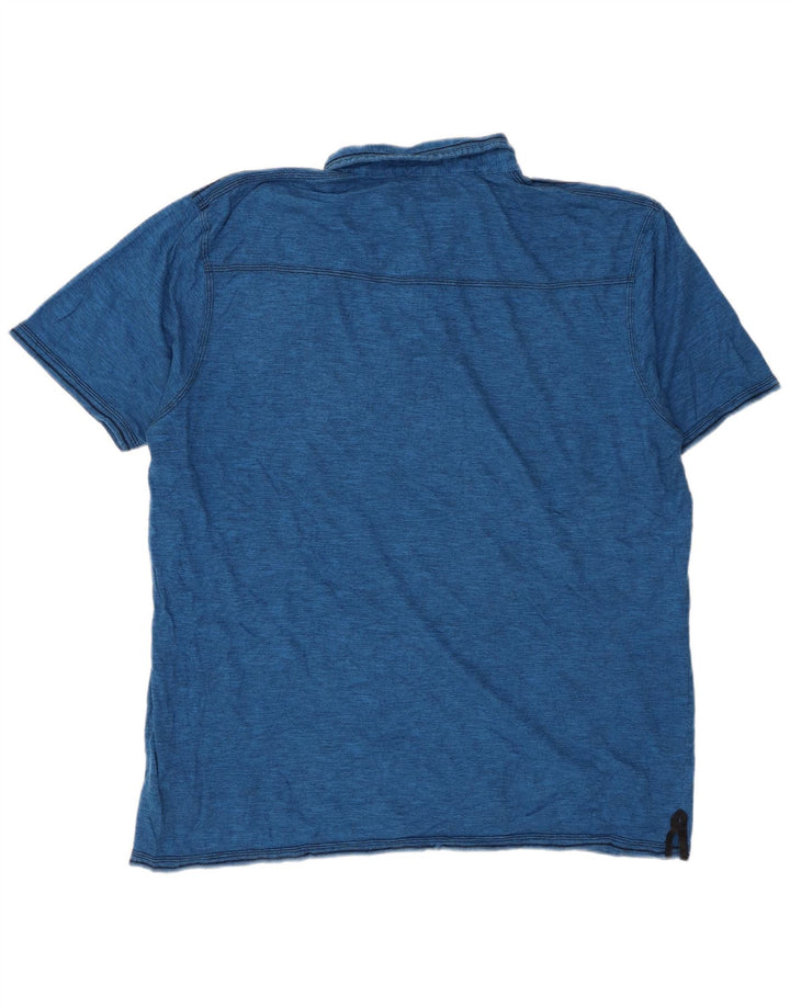 BKE Mens Polo Shirt 2XL Blue Flecked Cotton