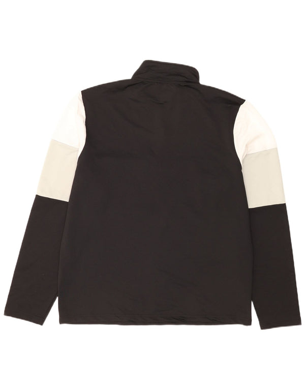 FILA Hombre Zip Neck Pullover Chándal Top XL Negro Colorblock Poliéster