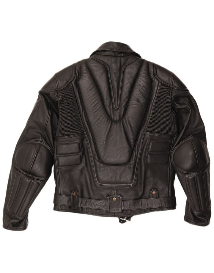 Vintage Mens Leather Biker Jacket UK 38 Medium Black Leather