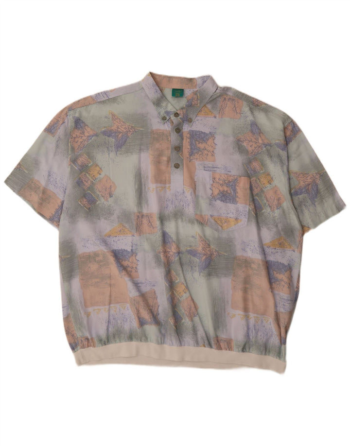 Canda Camisa de manga corta con patrón abstracto para hombre, talla 3XL, multicolor