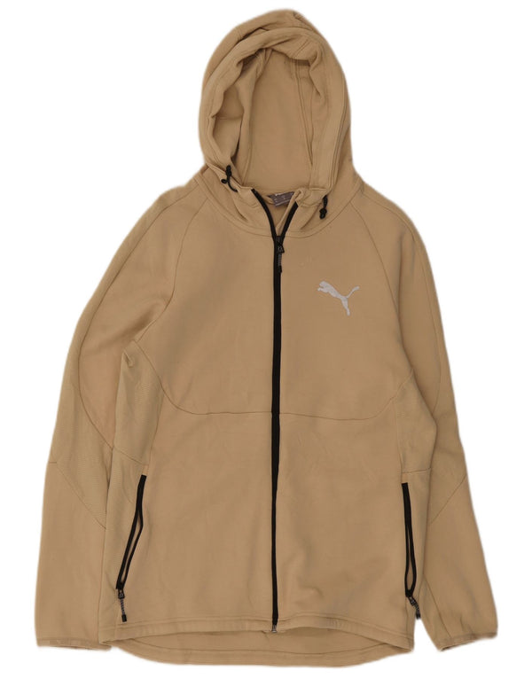 Puma Mens Zip Hoodie Sweater Medium Beige Cotton