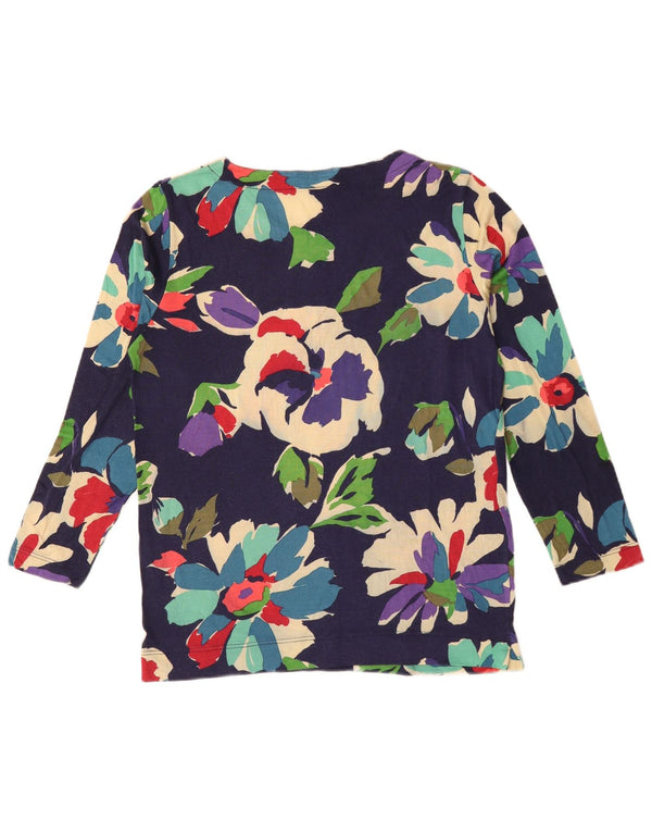 Henry Cottons Womens Top Long Sleeve IT 42 Medium Navy Blue Floral Viscose