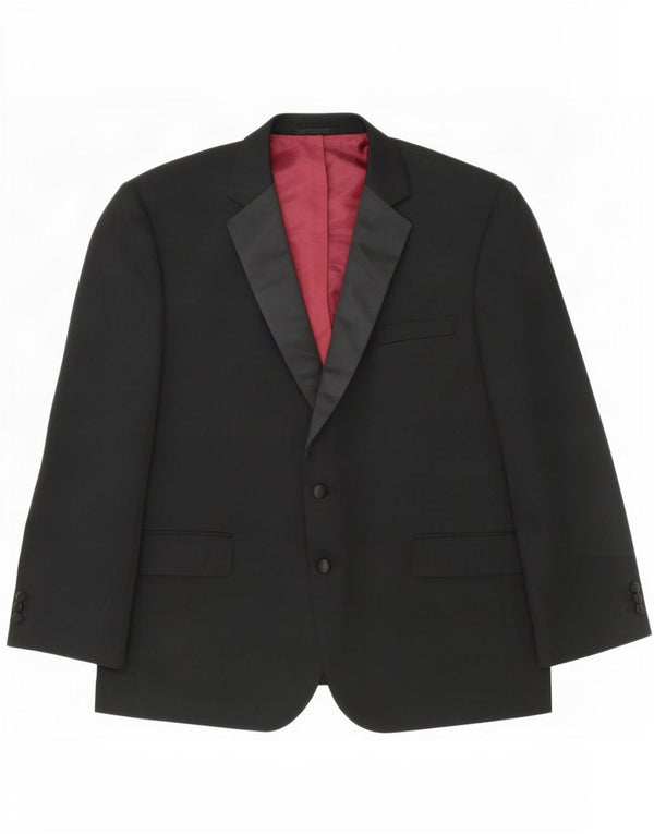 Jaqueta blazer masculina de 2 botões Marks & Spencer Reino Unido 48 2XL poliéster preto