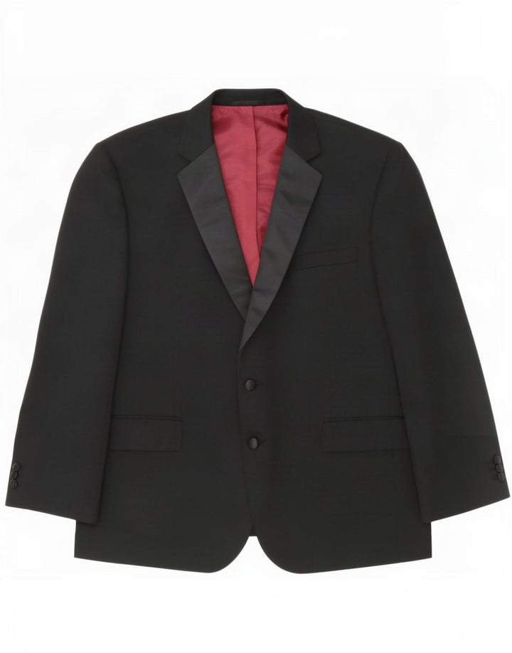 Jaqueta blazer masculina de 2 botões Marks & Spencer Reino Unido 48 2XL poliéster preto