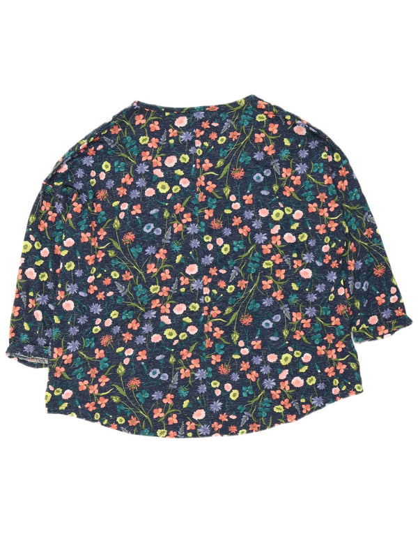 Marks & Spencer Γυναικείο τοπ 3/4 μανίκια UK 22 3XL Navy Blue Floral Polyester