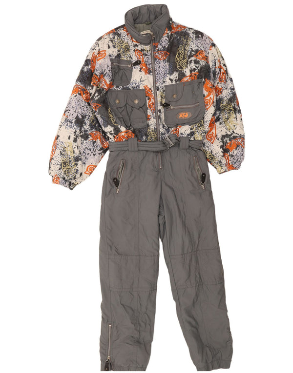 vintage Mens Abstract Pattern Ski Combinaison Grand Gris