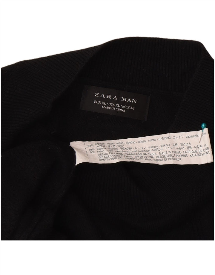 Zara Mens T-Shirt Top XL Black Cotton