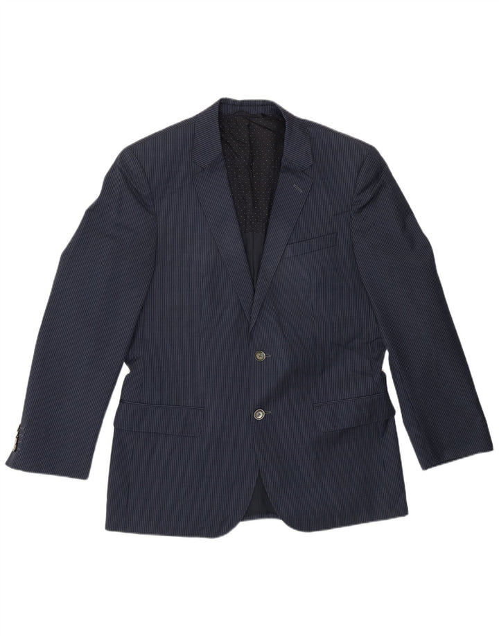 Giacca blazer da uomo a 2 bottoni Hugo Boss EU 50 grande gessato blu navy