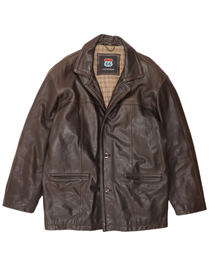 Route 66 Mens Leather Jacket UK 42 XL Brown