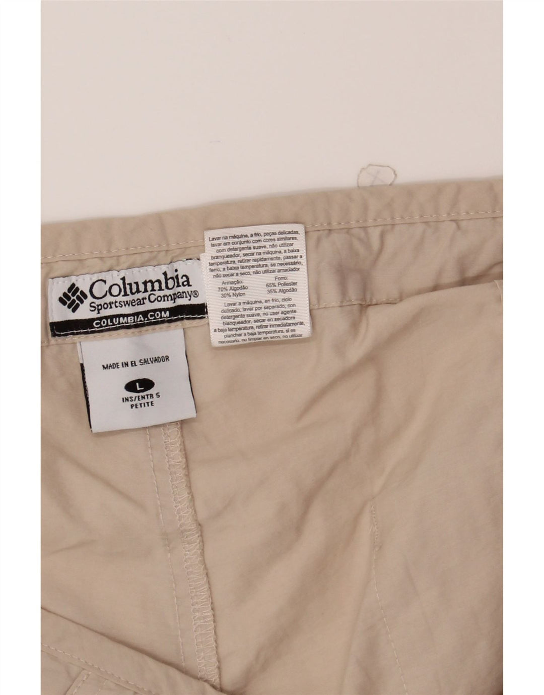 COLUMBIA Womens Petite Shorts Large W36 Beige Cotton Vintage Columbia and Second-Hand Columbia from Messina Hembry 