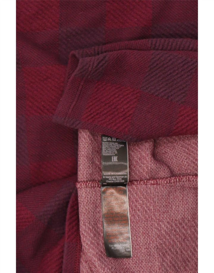 Marks & Spencer Top da donna a maniche lunghe UK 14 Grande poliestere a quadri viola