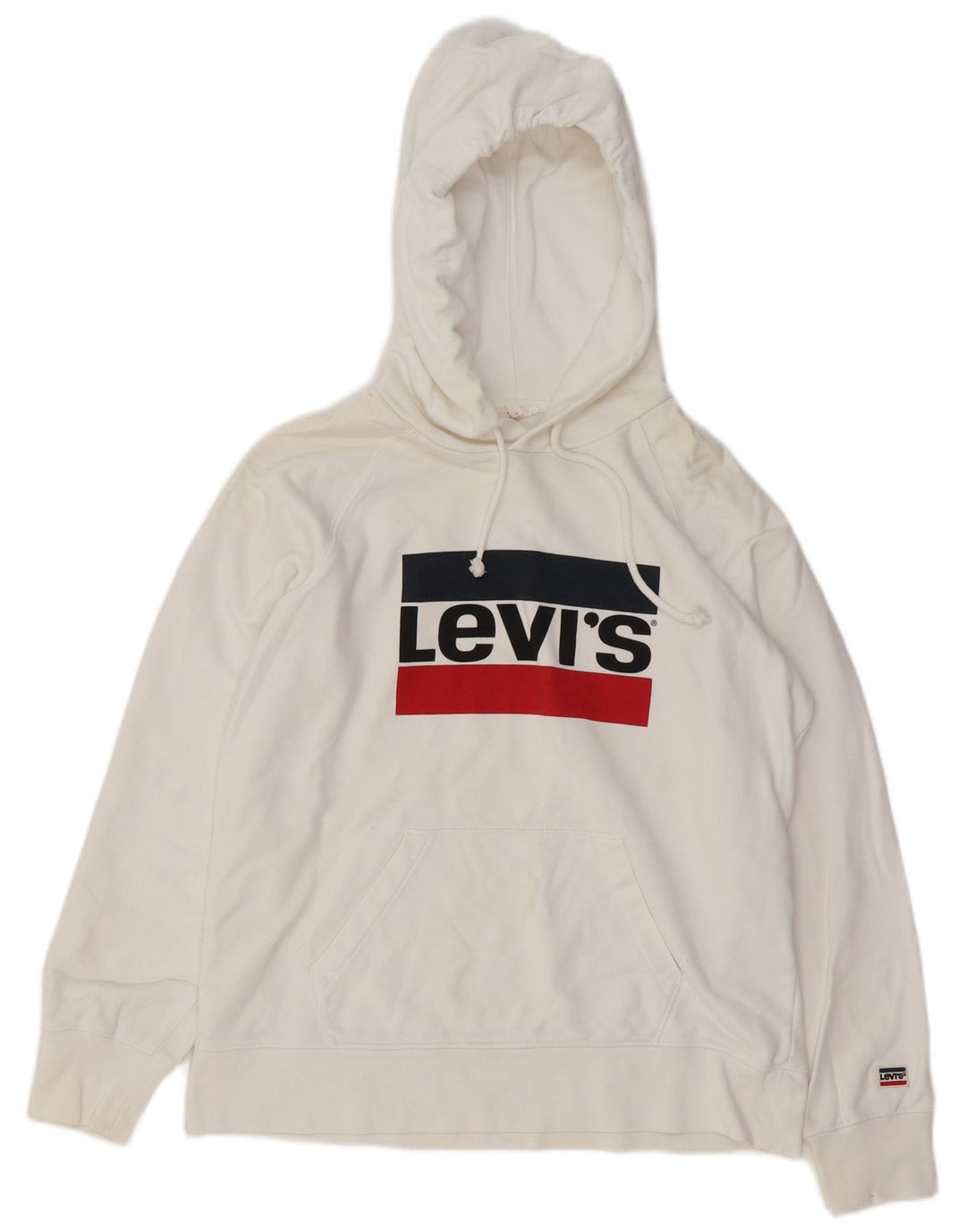LEVI'S Mens Graphic Hoodie Jumper Small White Cotton