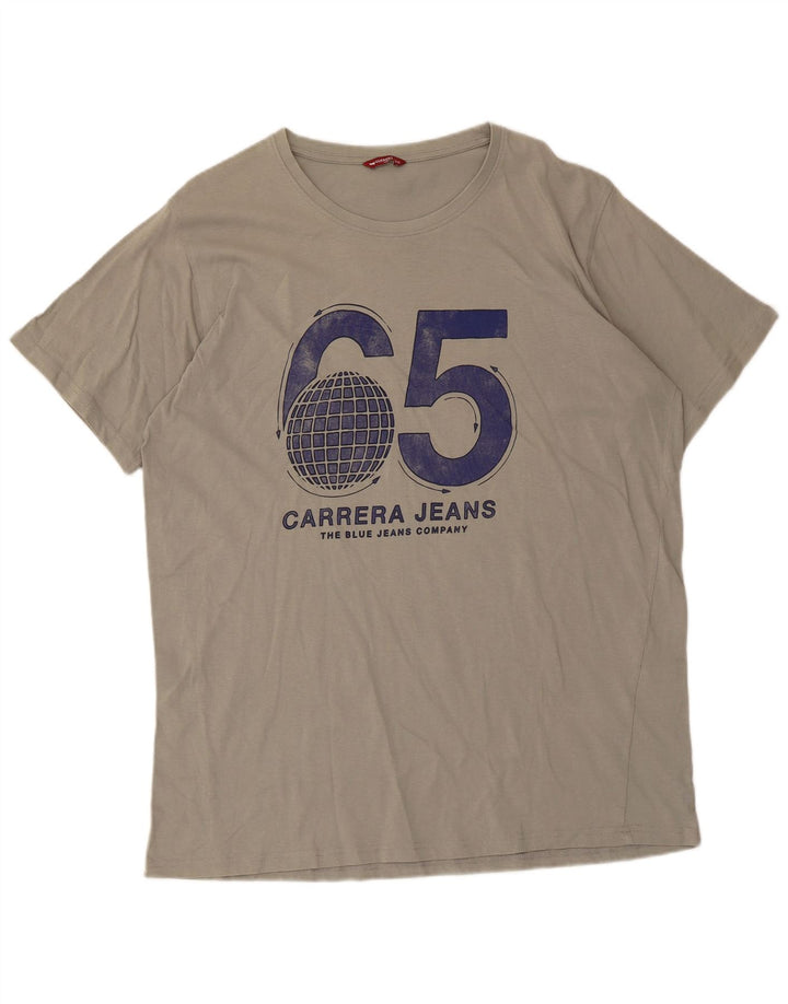 Carrera Mens Graphic T-Shirt Top 2XL Grey Cotton