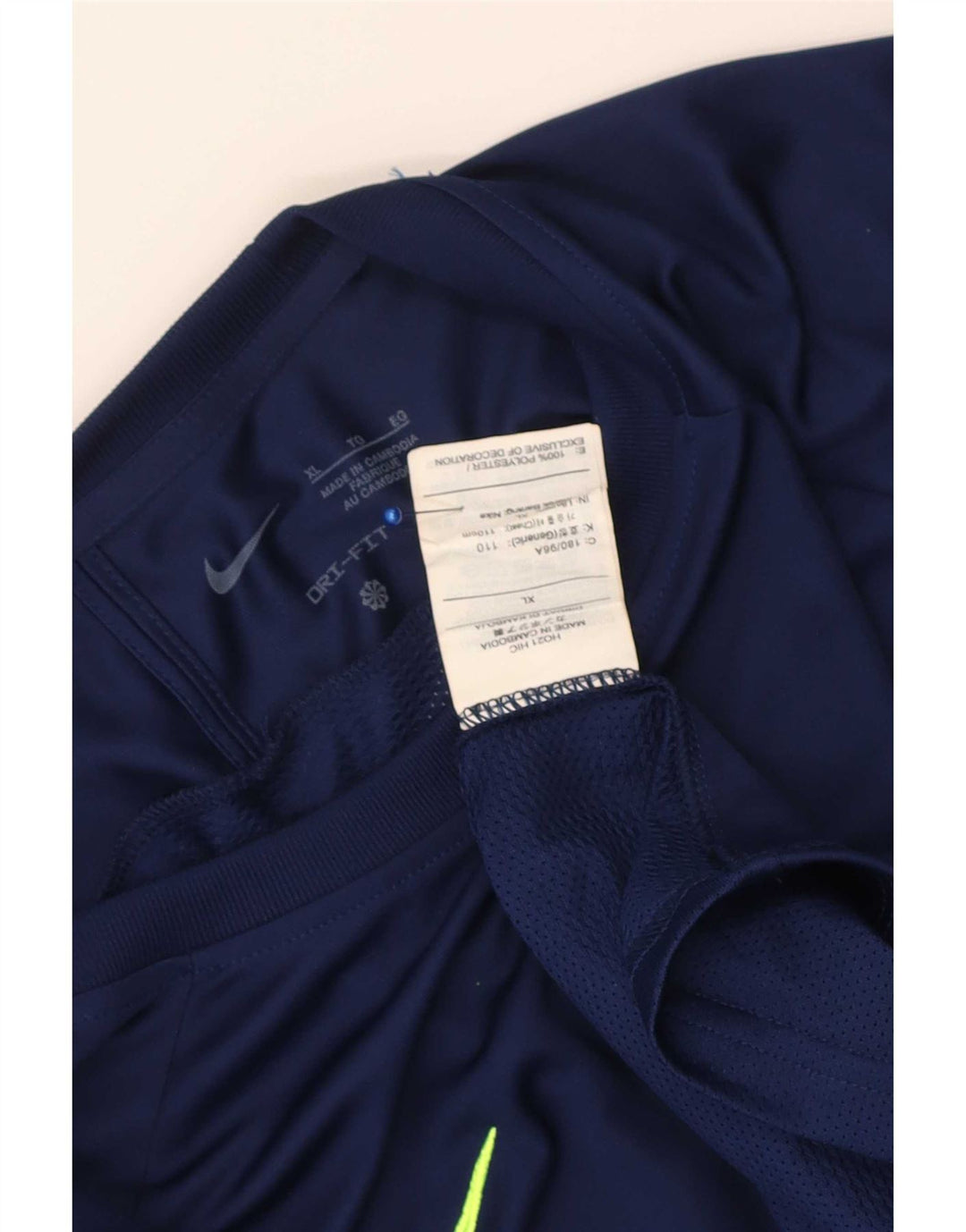 Nike Mens Dri Fit T-Shirt Top XL Navy Blue Colourblock Polyester