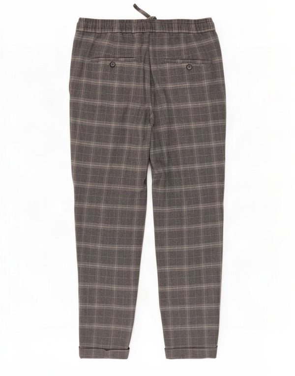 Zara Mens Tapered Chino Trousers Medium W31 L27 Grey Check Polyester