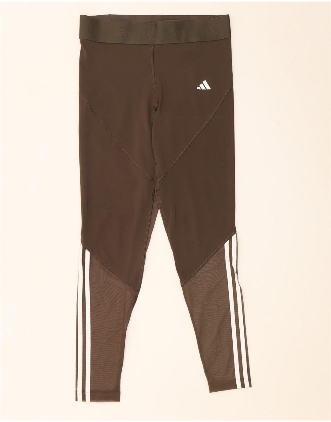 Adidas Damen Graphic Leggings UK 12/14 Medium Khaki Polyester