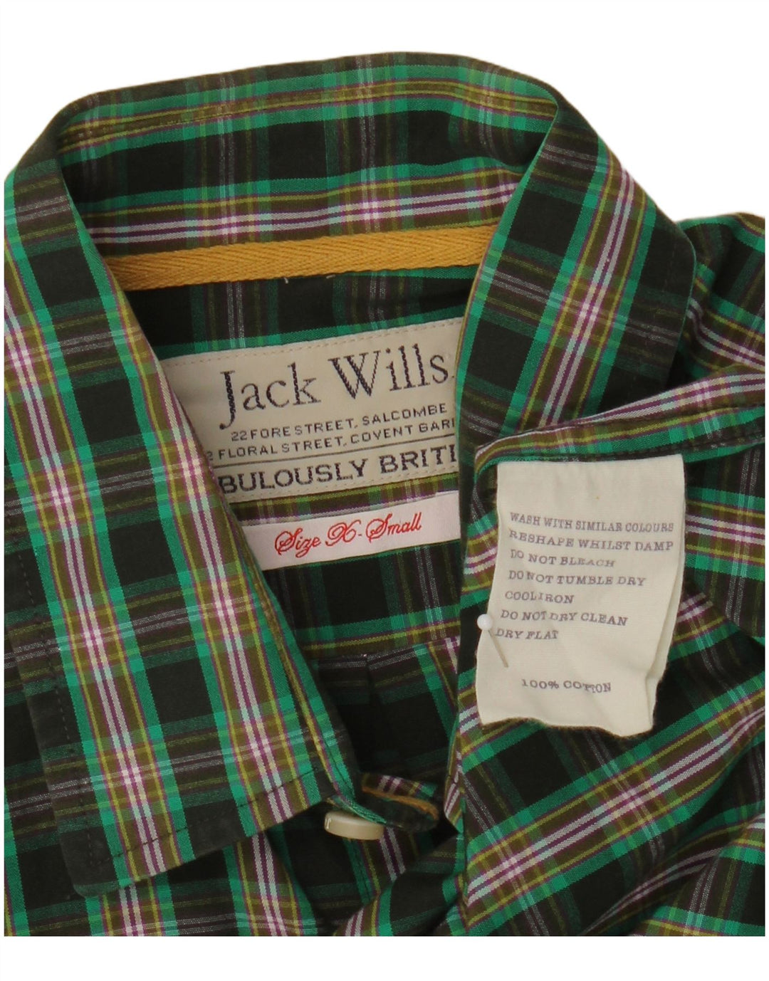 Camicia da uomo Jack Wills XS in cotone a quadri verdi