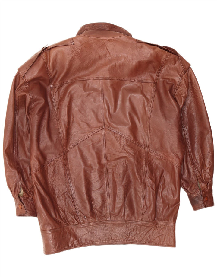 Vintage Womens Military Leather Jacket UK 18 XL Brown