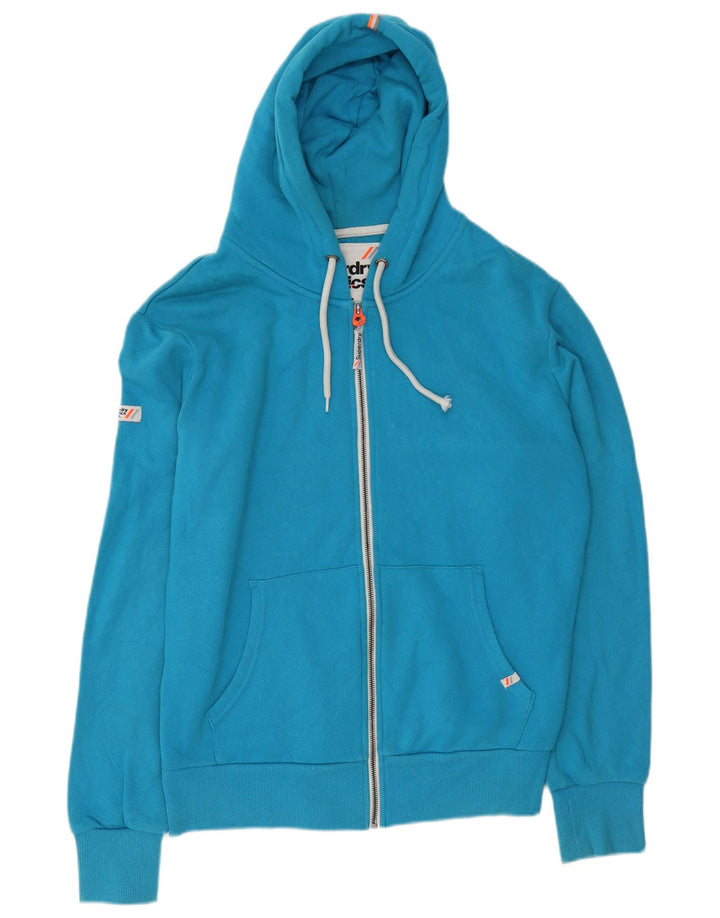 Superdry Pull à capuche zippé pour homme en coton bleu moyen