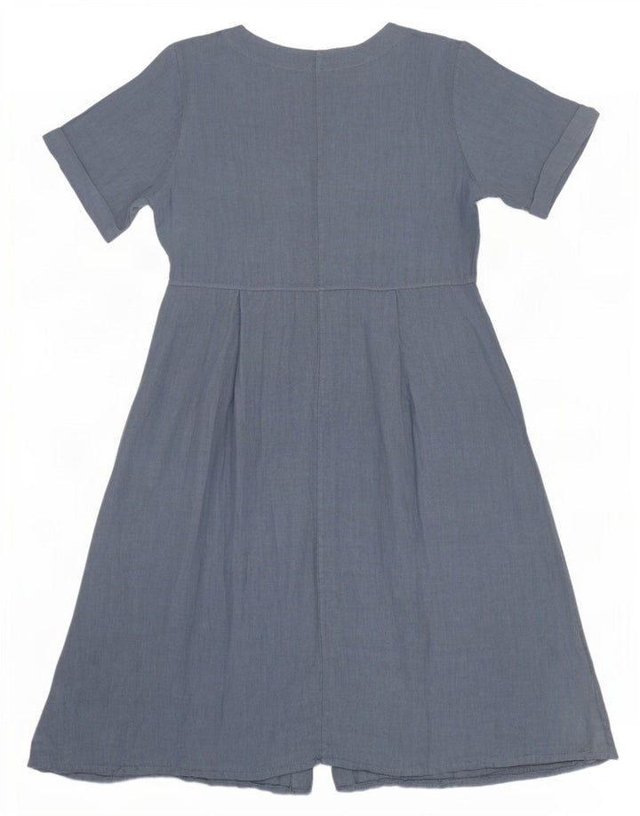 WoolOvers Womens A-Line Dress UK 14 Large Blue Linen