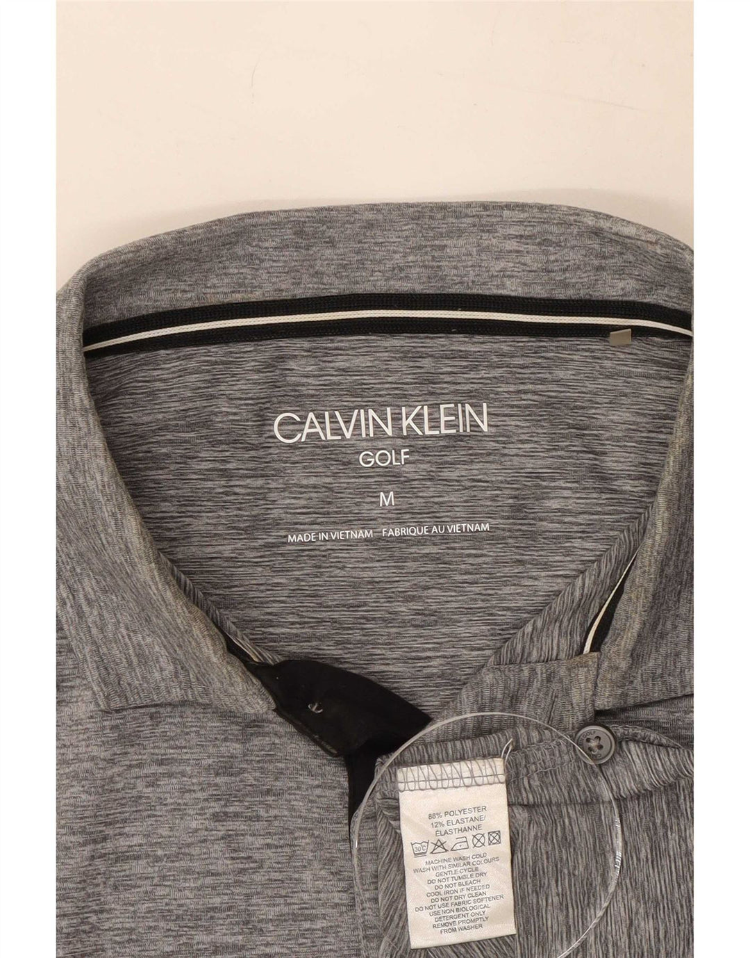 Calvin Klein Mens Golf Polo Shirt Medium Grey Flecked Polyester