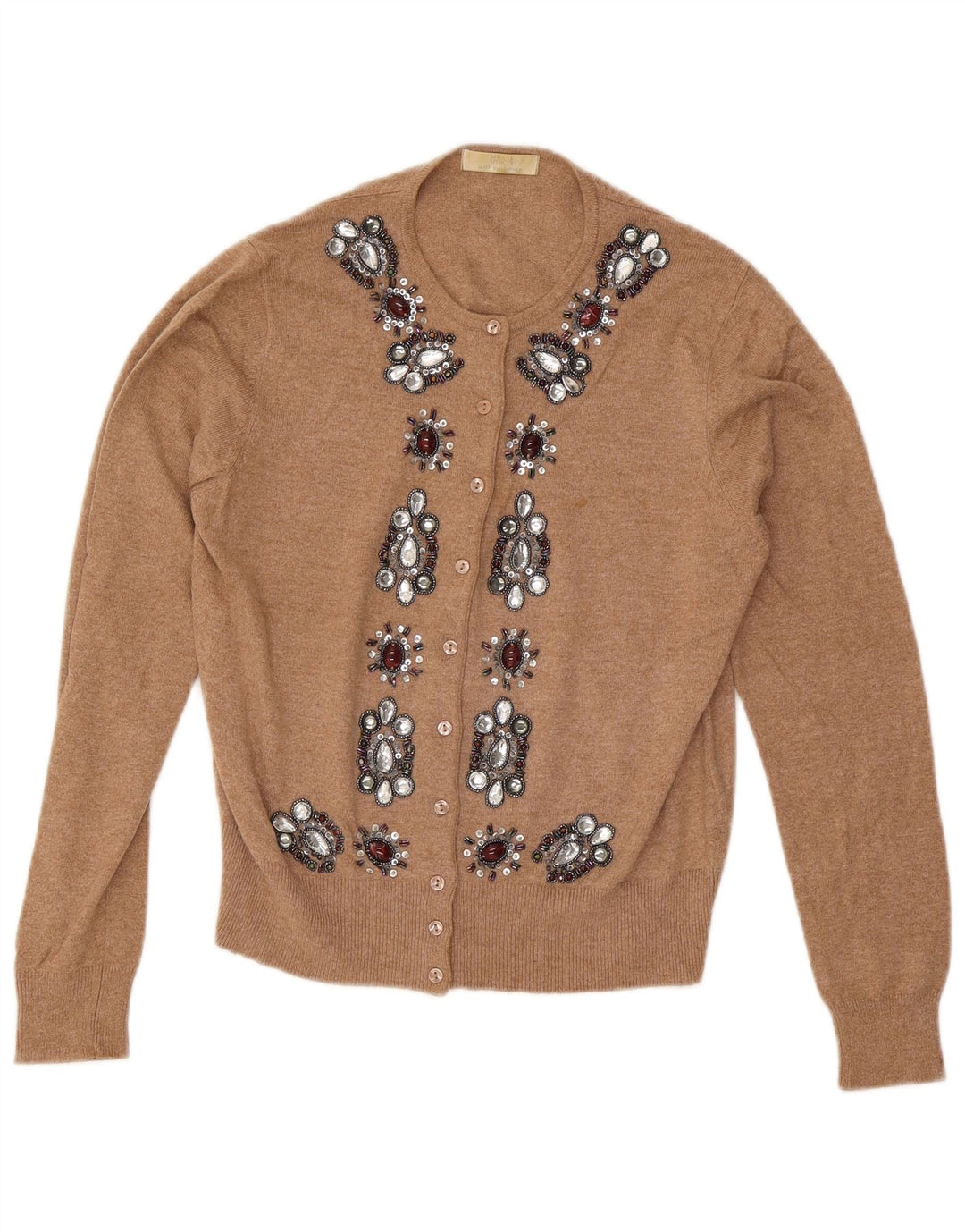 Maglione cardigan con motivo astratto da donna Marks & Spencer UK 14 Marrone medio