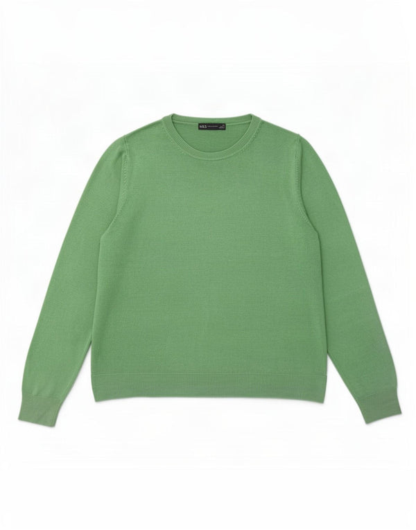 Marks & Spencer Γυναικείο πουλόβερ με λαιμόκοψη UK 22 3XL Πράσινο Ακρυλικό