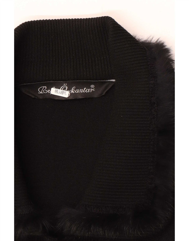 vintage Womens Knit Overcoat UK 16 Grand Noir Classique