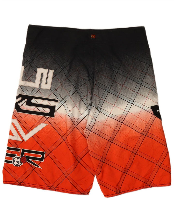 Quiksilver Mens Graphic Swimming Shorts Large  Orange Check Polyester