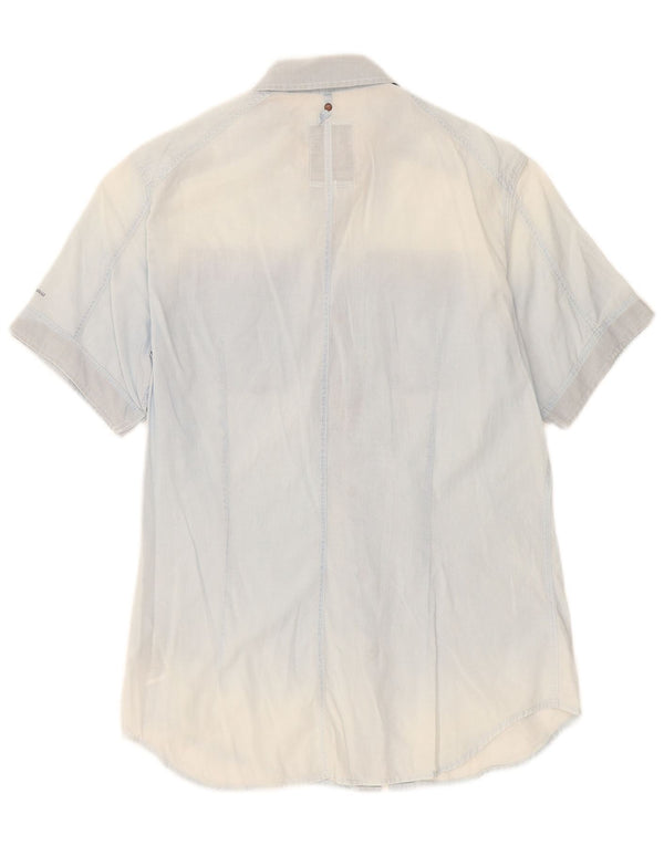 Camicia a maniche corte da uomo G-Star lavaggio acido piccolo cotone blu