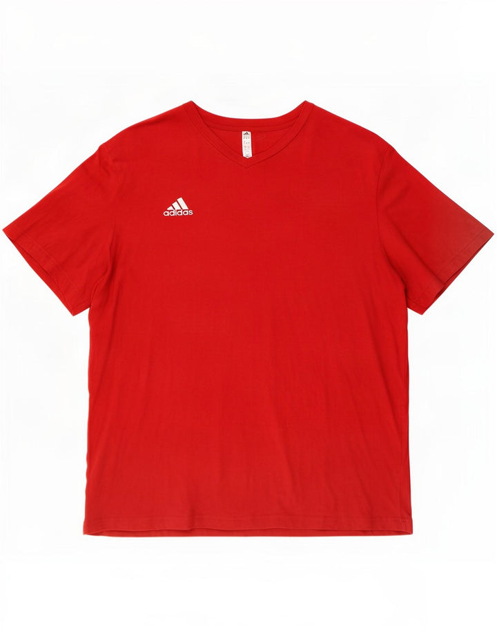 Adidas Herre T-Shirt Top 2XL Rød Bomuld