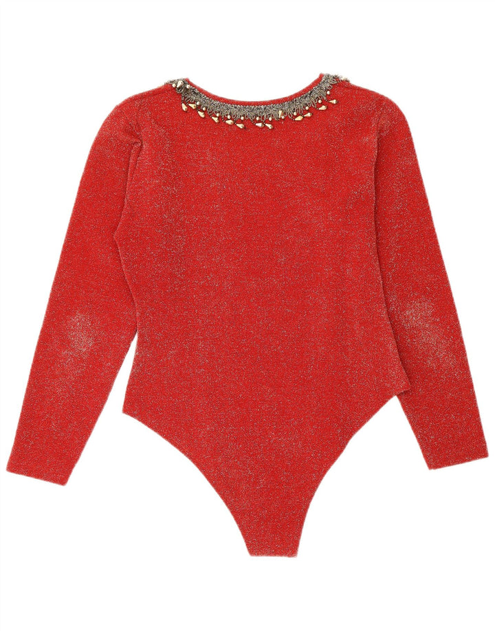Body feminino vintage de manga comprida IT 44 médio vermelho