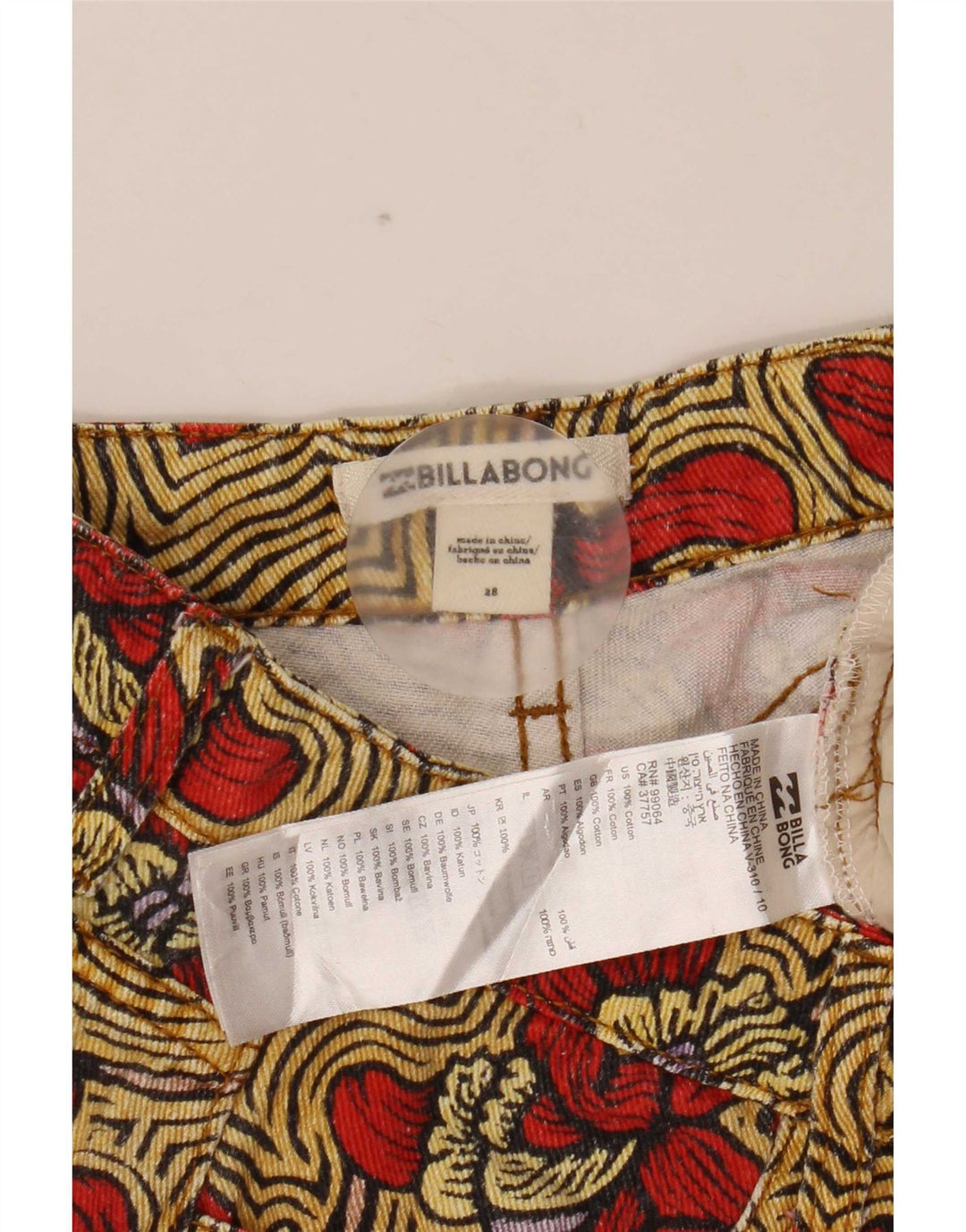 Billabong Womens Casual Shorts W28 Medium Multicoloured Floral Cotton