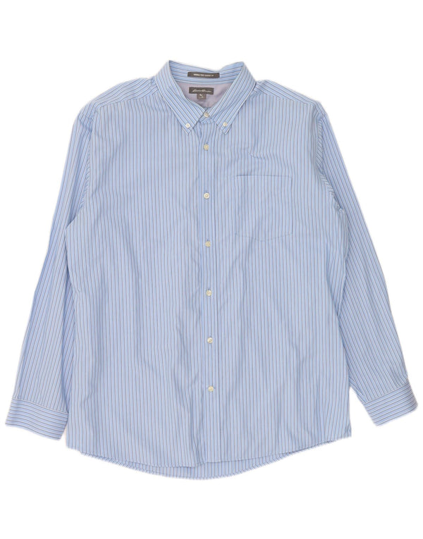 Camicia da uomo Classic Fit Eddie Bauer XL in cotone gessato blu