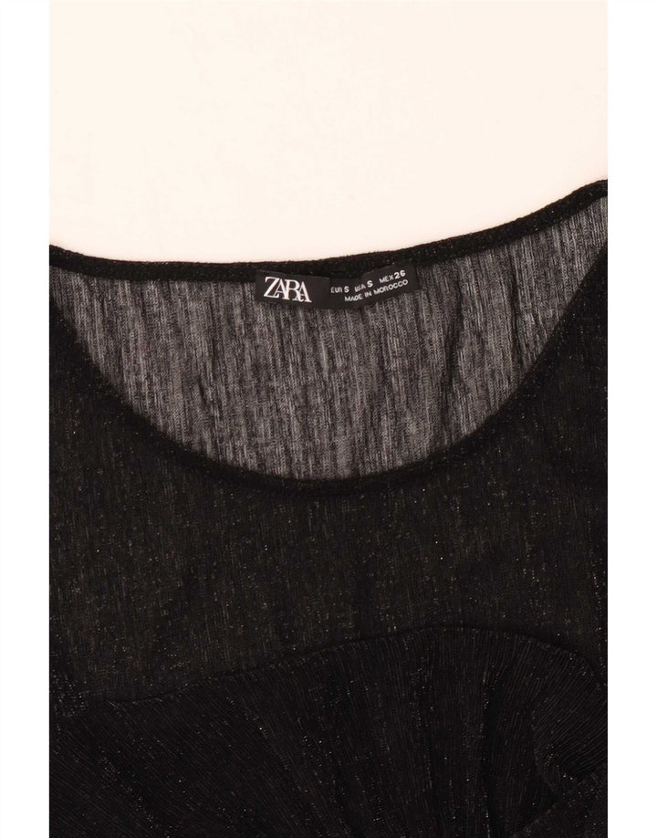 Zara Womens See Through Top UK 10 Small Black