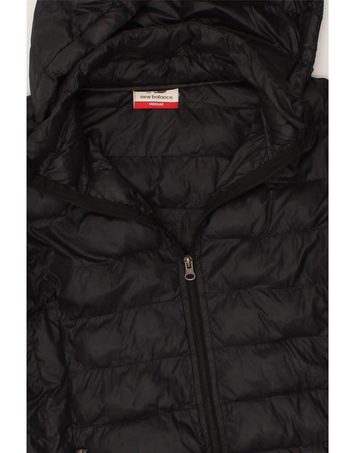 NEW BALANCE Womens Hooded Padded Jacket UK 12 Medium Black Polyamide Vintage New Balance and Second-Hand New Balance from Messina Hembry 