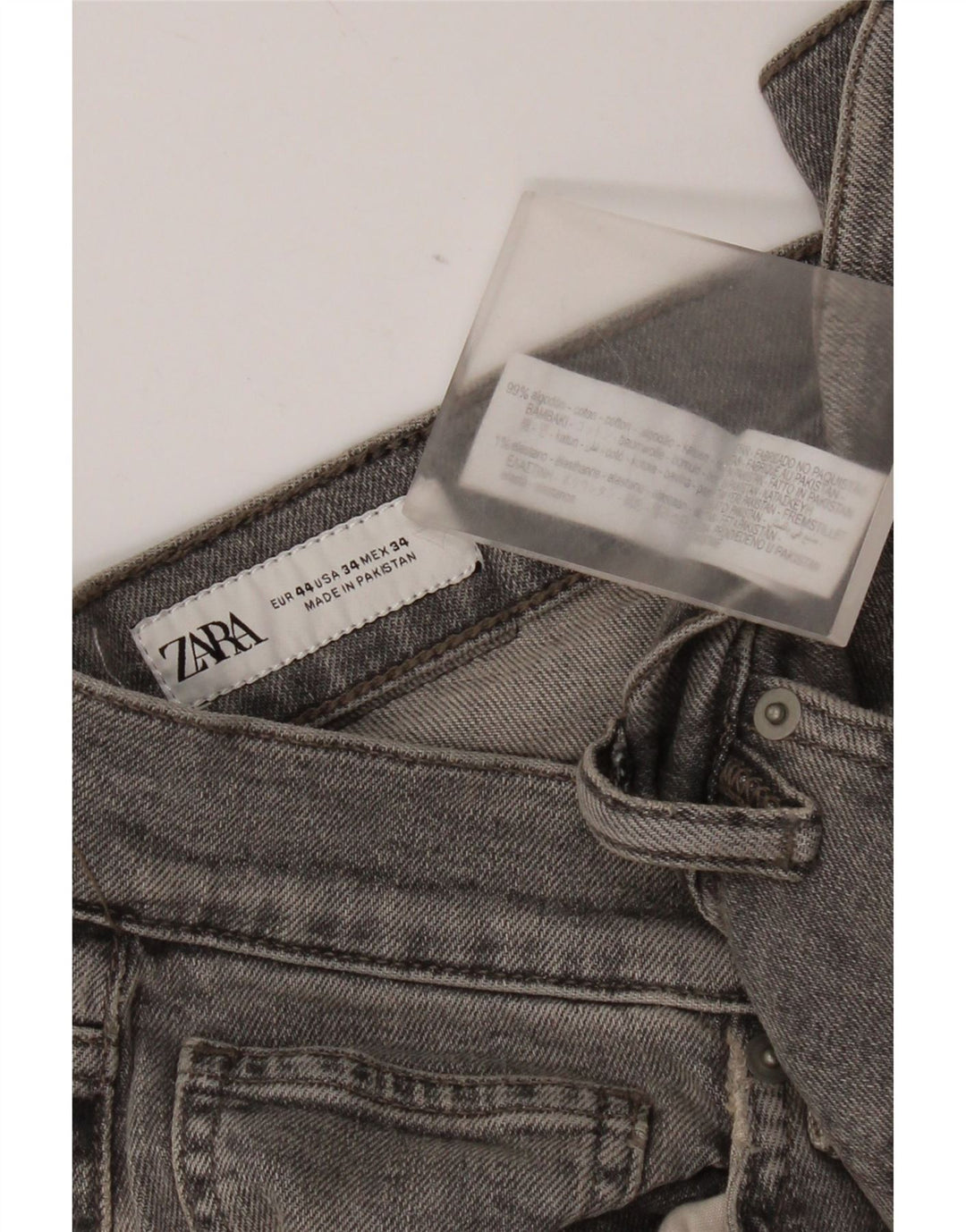Zara Mens Slim Jeans EU 44 Large W34 L31 Grey Cotton