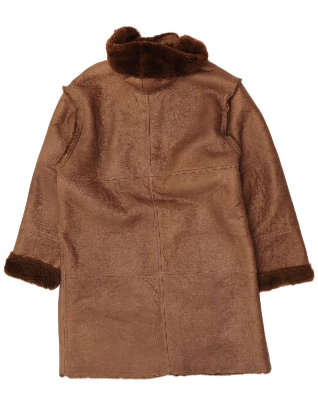 Coveri Mens Hooded Shearling Overcoat EU 54 2XL Brown Leather