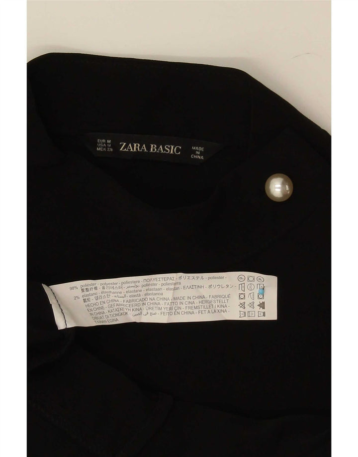Zara Womens Long Sleeve Blouse Top UK 14 Medium Black Polyester