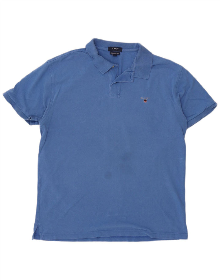 Gant Mens Regular Fit Polo Shirt XL Blue Cotton